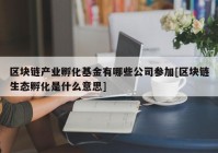 区块链产业孵化基金有哪些公司参加[区块链生态孵化是什么意思]